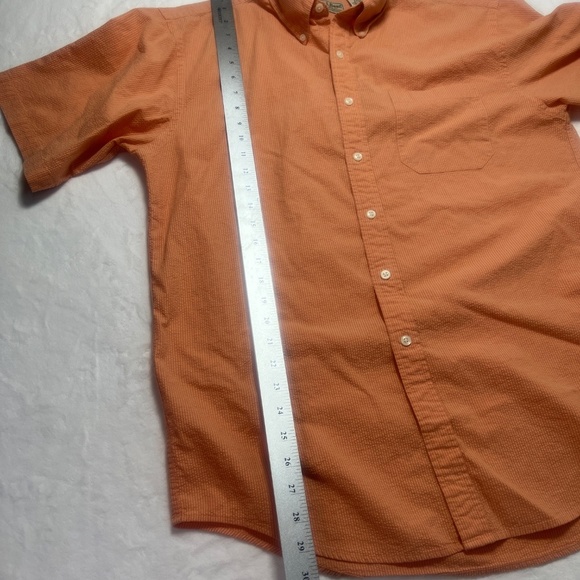 LL Bean Men’s Short Sleeve Burnt Orange Check Shirt 100% Cotton - Picture 7 of 8